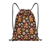 Christmas Gingerbread Man Print Unisex Sacchetto Sportivo Resistente Gym Sack Pieghevole Borsa Con Coulisse Per All'Aperto Ginnastica Nuoto