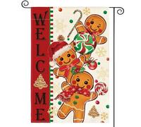 Christmas Gingerbread Man Welcome Winter Bandiere Verticale Robuste Flag Durevole Bandiere Per Feste Interno Esterno 30X45Cm