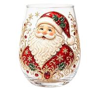 Christmas Glass Cups, Transparent Holiday Drinkware with Decorative Design