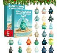 Christmas Gnome Advent Calendar 2025, 24 Days Christmas Sea Glass Countdown Calendar with 2D Acrylic Gnome Ornaments, Xmas Advent Calendars Holiday Festival Xmas Countdown Decor Gifts (2PCS)