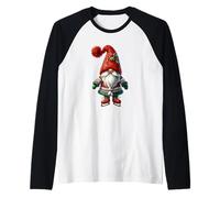 Christmas GNOME with Knitted Christmas Hat Cute Ice Skating Maglia con Maniche Raglan