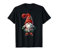 Christmas GNOME with Knitted Christmas Hat Cute Ice Skating Maglietta