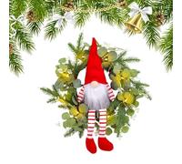 Christmas GNOME Wreath - Artificiale Wreaths, Christmas Wreath for Front Door, Rustic LED Decor, Waterproof GNOME Wreaths with LED Lights | Long-Legged Doll Garland for Window, Holiday Hanging Decor
