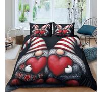 Christmas gnomesSet Di Copripiumino morbida microfibra Set di 2 Pezzi stampa 3D con cerniera cute cartoon style_ copripiumino con federe traspirante ultra morbido for ragazze Single（135x200cm）