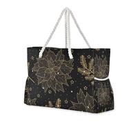 Christmas Golden Elements - Borsa da viaggio resistente con tasche laterali con cerniera