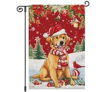 Christmas Golden Retriever Xmas Tree Cardinal Winter Bandiere Verticale Durevole Bandiere Colore Vivido Flag Per Festival Giardino Interno 30X45Cm