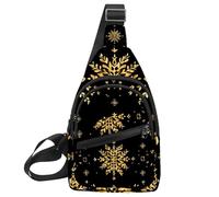 Christmas Golden Snowflakes 2 Borsa a tracolla con tracolla regolabile, borsa a tracolla per uomo e donna, zaino a tracolla per viaggi, ciclismo, lavoro, sport, Multicolore 01, 11.8x7x1.5in/30x18x4cm