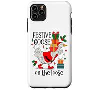 Christmas Goose Festive Goose on the Loose Duck Xmas Holiday Custodia per iPhone 11 Pro Max
