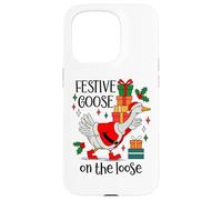 Christmas Goose Festive Goose on the Loose Duck Xmas Holiday Custodia per iPhone 15 Pro