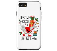 Christmas Goose Festive Goose on the Loose Duck Xmas Holiday Custodia per iPhone SE (2020) / 7/8