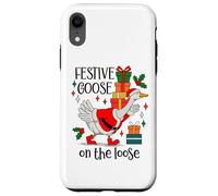 Christmas Goose Festive Goose on the Loose Duck Xmas Holiday Custodia per iPhone XR