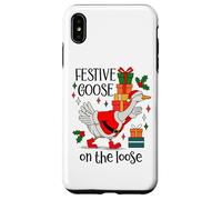 Christmas Goose Festive Goose on the Loose Duck Xmas Holiday Custodia per iPhone XS Max