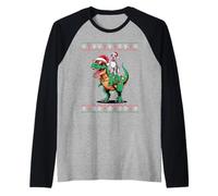 Christmas Great Dane T-Rex Dinosaur Tyrannosaurus Rex Maglia con Maniche Raglan