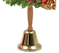 Christmas Handheld Bell Metal Jingle Ornament With Wood Handle Decor