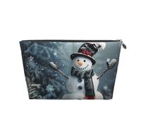 Christmas Happy Snowman 1 borsa cosmetica da viaggio stampata con cerniera dorata organizer per trucchi custodia cosmetica borsa da toilette per donne mamme ragazze, Argento, One Size, Beauty case