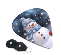 Christmas Happy Snowman - Confezione da 6 plettri per chitarra (0,46 mm/0,71 mm/0,96 mm), adatti per chitarra e ukulele