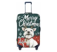 Christmas Happy White Terrier Dog Travel Luggage Covers - Elasticità Valigie Coperture Protector per bagagli 45-81 cm, nero, Small