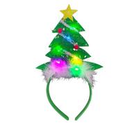 Christmas Hat Headband Christmas Halloween Holiday Cute Hair Hoop Headwear for Kids Girls Women Children's and Adult Star Christmas Tree with Lights LED Headband kühlende Kleidung (Green, One Size)