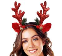 Christmas Headbands - Reindeer Antlers Headband | Animal Ears Headband | Sequined Antlers Hair Accessories with Bells & Plush Ears Headband with Ears for Christmas Holiday Festival