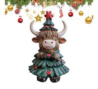 Christmas Highland Cow Figurine | Highland Cattle Christmas Statue | Resin Scottish Ornament Decoration for Table Centerpiece Home Shelf Holiday Display