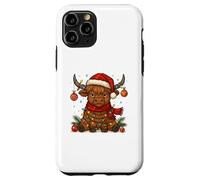 Christmas Highland Cow Tangled Lights Funny Holiday Custodia per iPhone 11 Pro