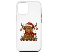 Christmas Highland Cow Tangled Lights Funny Holiday Custodia per iPhone 12/12 Pro