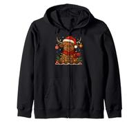 Christmas Highland Cow Tangled Lights Funny Holiday Felpa con Cappuccio