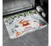 Christmas Highland Cow Xmas Balls Pine Tree Funny Farmhouse Animal Snowflake Rustic Barn Wood Board Winter Tappeti Da Bagno Trappola Sporco Tappeto Entrata Confortevole Tappeto Da Bagno 40X60Cm
