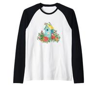 Christmas Holiday Wreath Birdhouse Birds & Bells Maglia con Maniche Raglan