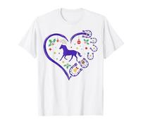 Christmas Horse Girl Purple Heartbeat Funny Womens Horseshoe Maglietta