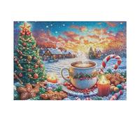 Christmas Hot Cocoa Cup Rompicapo 300 Pezzi Per Nonni E Nipoti Cartone Rigido Esercizio Mentale Per Serate in Famiglia Da Passatempo Con Poster Incluso 300 PCS（40x28cm）