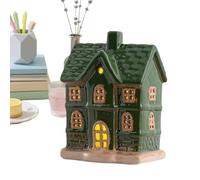 Christmas House - Ceramic Christmas Houses, Light Up Christmass Houses, Desk Ornament with LED Light, Christmass Tabletop Centerpiece Decorations for Seasonal Display Mantel Shelf Party