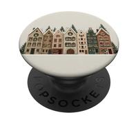 Christmas Houses Row - Acquerello Gingerbread Style PopSockets PopGrip Adesivo