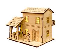 Christmas Houses Village - Modello di edificio rustico illuminato con luci a LED | Mini casa per le vacanze fatta a mano, decorazioni per scrivania artigianali fai-da-te, figurine invernali da collezi