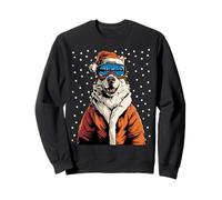 Christmas Husky Santa in Occhiali da Sci Sciatore Snowboarder Felpa