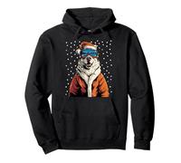 Christmas Husky Santa in Occhiali da Sci Sciatore Snowboarder Felpa con Cappuccio