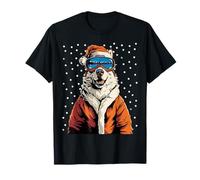 Christmas Husky Santa in Occhiali da Sci Sciatore Snowboarder Maglietta