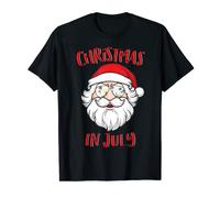 Christmas In July Santa Claus Sunglasses Summer Sunset Beach Maglietta