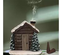 Christmas Incense House with Cones, decorazione natalizia per coni, casa di Natale, incenso rustico, con 2 coni di incenso (A)