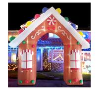 Christmas Inflatable Gingerbread House Decorazioni per esterni con arco gonfiabile natalizio da 10 piedi, decorazioni gonfiabili per esterni con arco di Natale gigante e luci LED integrate