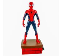 Christmas Inspirations Statuetta da giardino Spiderman, 41 cm, in poliresina, per interni ed esterni, supereroe su base in mattoni come attrazione per giardino, terrazza, balcone o soggiorno