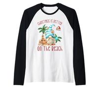 Christmas Is Better On The Beach Funny Xmas GNOME Maglia con Maniche Raglan