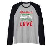 Christmas Is Family, Friends Love Memories Funny Xmas Maglia con Maniche Raglan