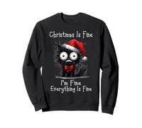 Christmas Is Fine I'm Fine Grumpy Black Xmas Cat Chaos Felpa