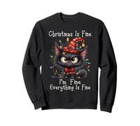 Christmas Is Fine I'm Fine Grumpy Xmas Cat Felpa