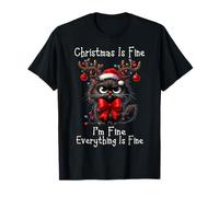 Christmas Is Fine I'm Fine Grumpy Xmas Cat Maglietta