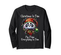 Christmas Is Fine I'm Fine Grumpy Xmas Panda Bear Maglia a Manica