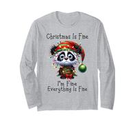 Christmas Is Fine I'm Fine Grumpy Xmas Panda Bear Maglia a Manica