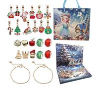 Christmas Jewelry - 24 Days Countdown Accessory Set, Holiday Stocking Stuffer | Remarkable Festive Design, Premium Zinc Alloy, Copper, Resin & Metal Material, Ideal for Kids Girls Birthday