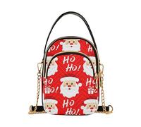 Christmas Jolly Santa Claus Red Single Shoulder Handbag Women Quilted Chain Strap Cell Phone Handbag Cute Zipper Satchel Crossbody Tote